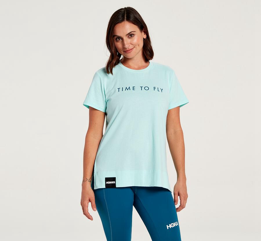 Hoka One One Womens Tee - Brand - Blue - MPSA18563